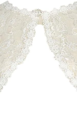 Women's Lace Wedding Shawl Cloak Bride's Formal Dress With Floral Button Neck