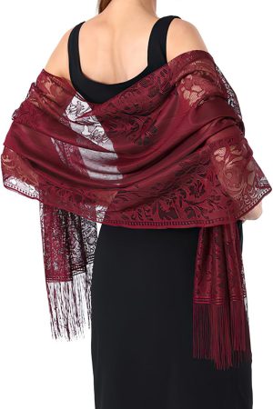 Lace Floral Shawls and Wraps for Women Evening Formal Dresses Wedding Bridal Shawl Scarf