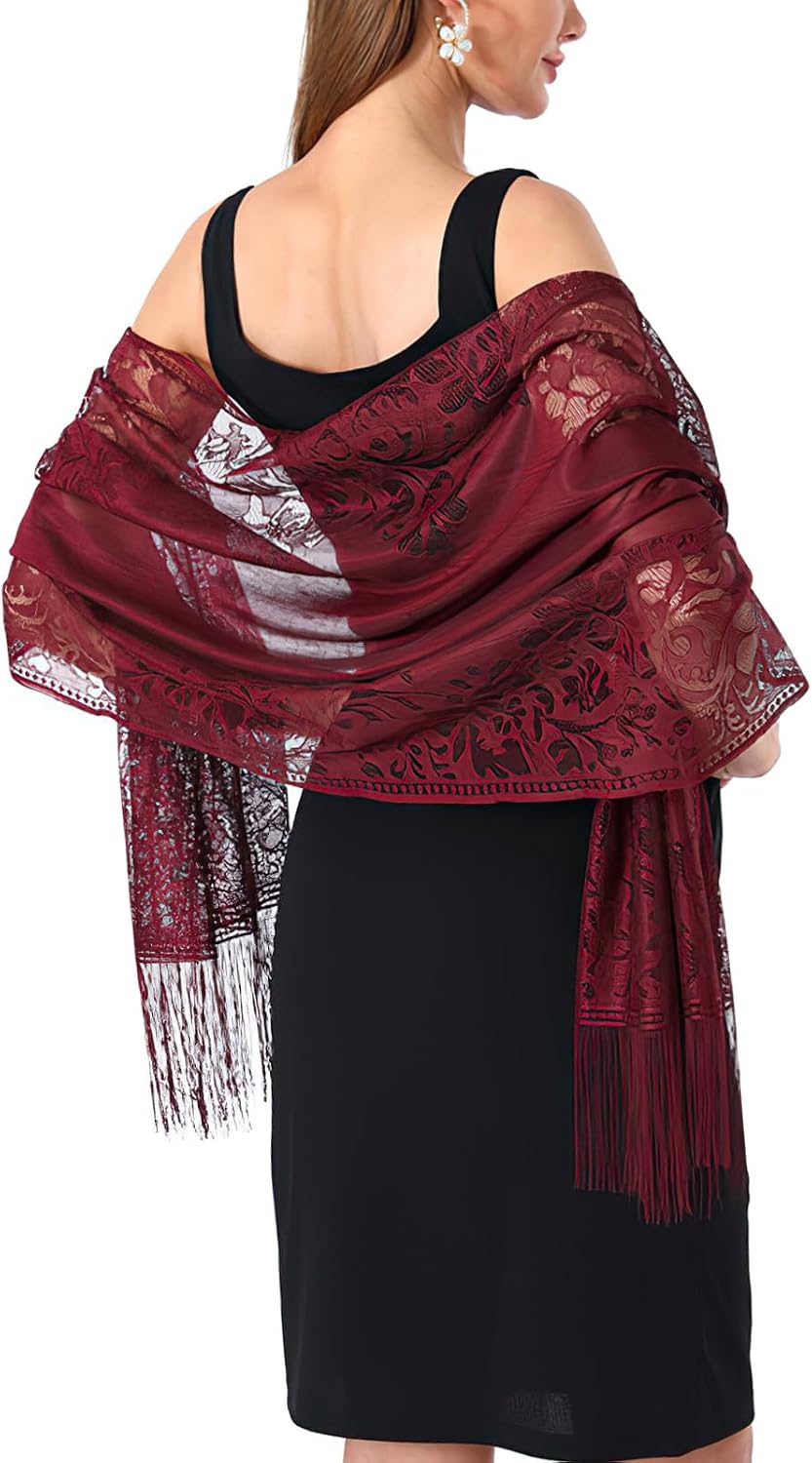 Lace Floral Shawls and Wraps for Women Evening Formal Dresses Wedding Bridal Shawl Scarf