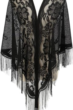 Shawl Wraps for Women New Nylon Hollow Solid Color Breathable Tassel Triangle Scarf Shawl