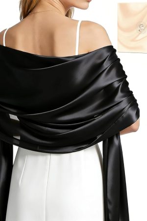 Women Satin Shawl Wrap for Evening Dresses - Silky Long Scarf for Wedding Dress Cover Up Formal