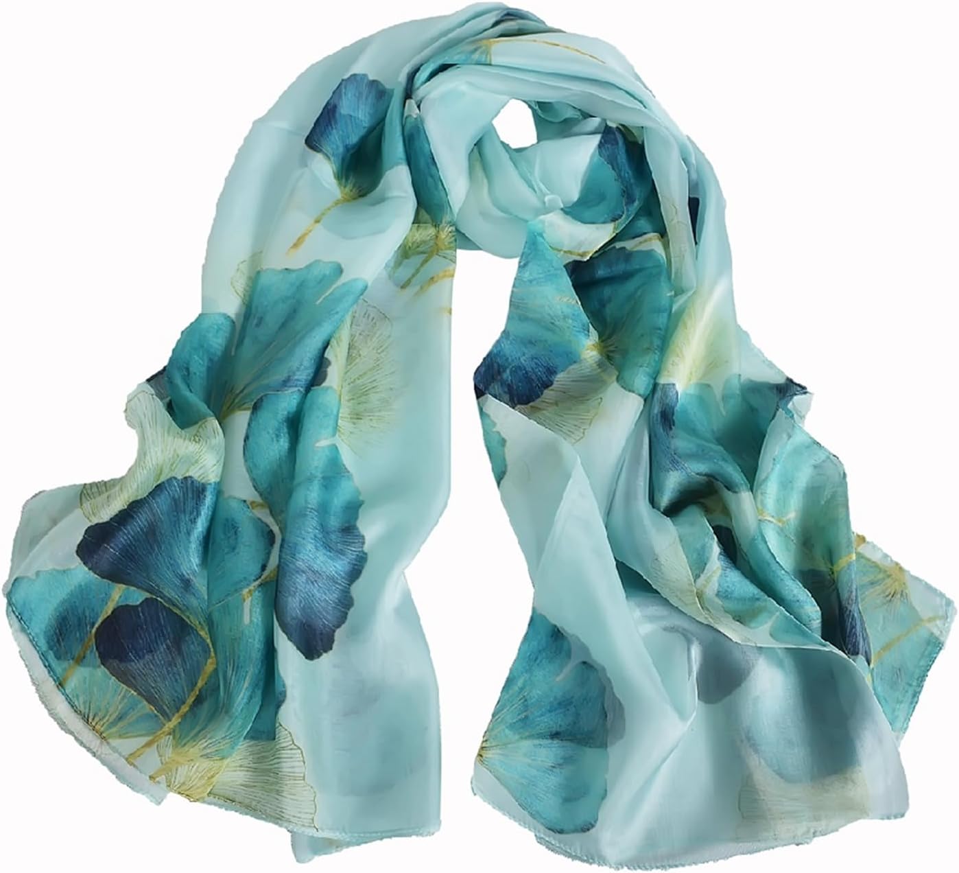 100% Mulberry Silk Women's Neck Silk Scarf-Lightweight Shawl,FLoral Print Beach Silk Wrap-Scarves for Photography