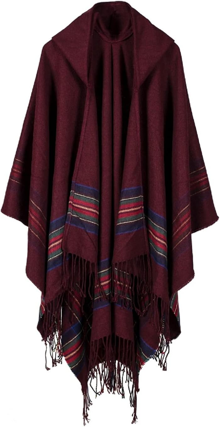 Poncho Capes with Hood Pashmina Cardigans Blanket Shawls with Tassels