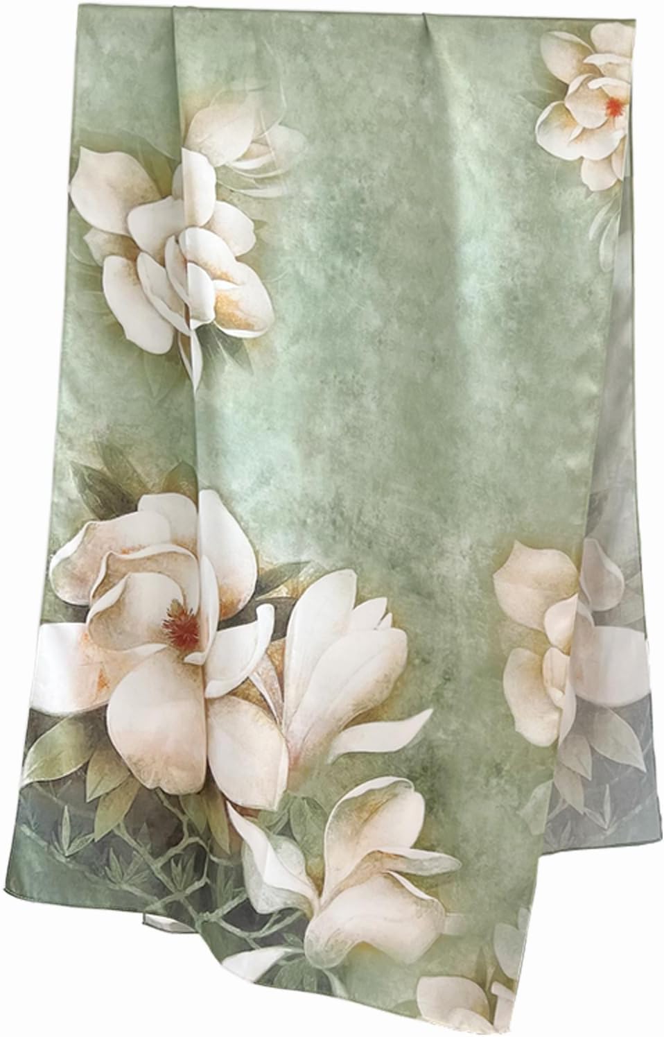 100% Mulberry Silk Scarfs for Women Floral Print Satin Long Scarf for Headscarf Hair Wraps Shawl with Gift Packed