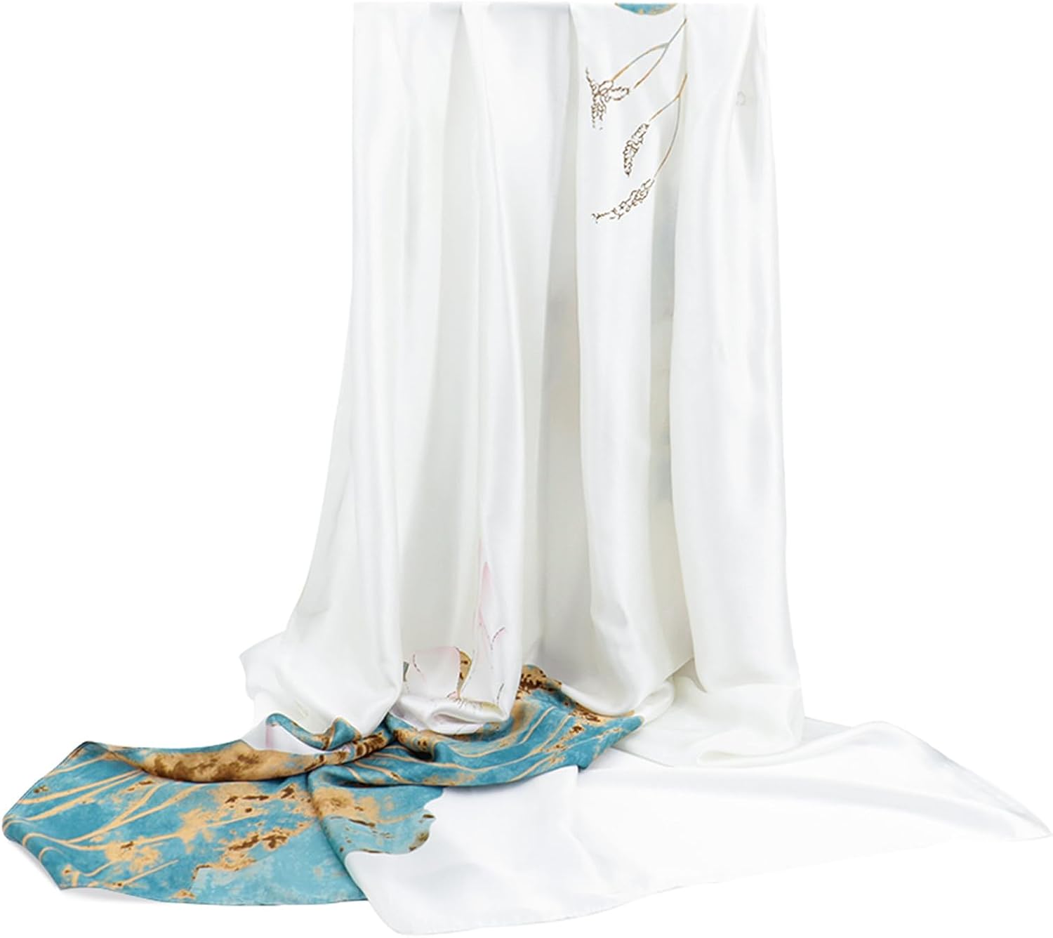 100% Large Silk Feeling Scarf-Women's Fashion Long Mulberry Silk Satin Neck Scarf Sunscreen Shawl Wrap Headscarf - Image 2