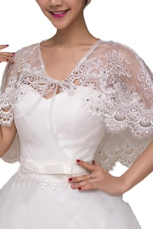 Lace Wedding Wrap Shrug Shawls Stole Boleros Cape Capelet Rhinestone Bride