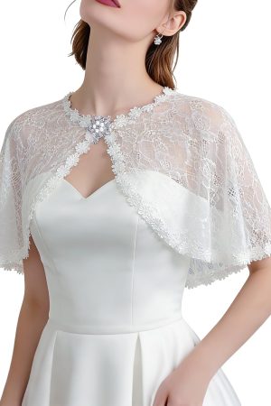 Lace Shawl Wraps For Women Formal, Bolero Shrugs Shoulder Cover For Evening Dresses Formal, Wedding Bridal Cape Chiffon Scarf