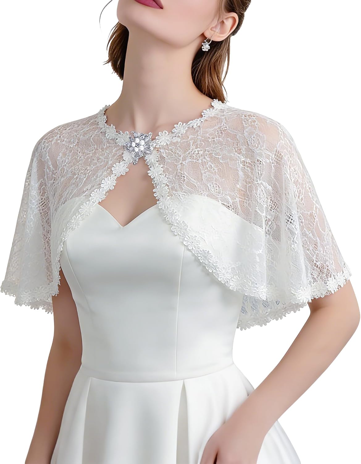 Lace Shawl Wraps For Women Formal, Bolero Shrugs Shoulder Cover For Evening Dresses Formal, Wedding Bridal Cape Chiffon Scarf