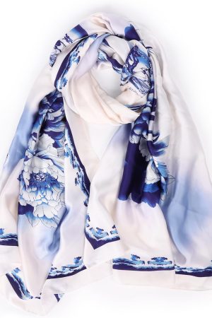 Silk Feeling Long Scarf Fashion Floral Large Scarf Satin Shawl Wraps for Women with Gift Packed