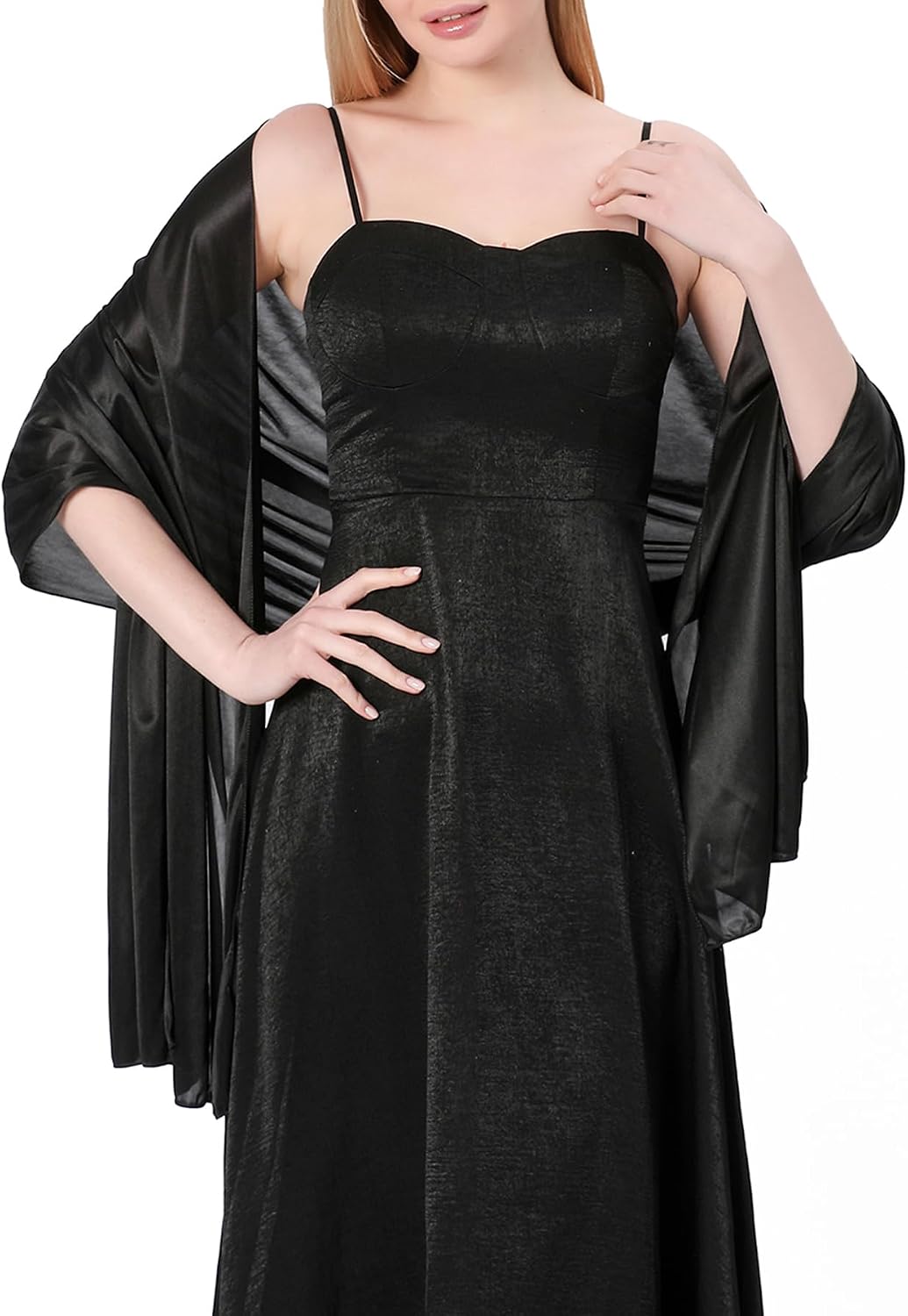 Women Satin Shawl Wrap for Evening Dresses - Silky Long Scarf for Wedding Dress Cover Up Formal - Image 2
