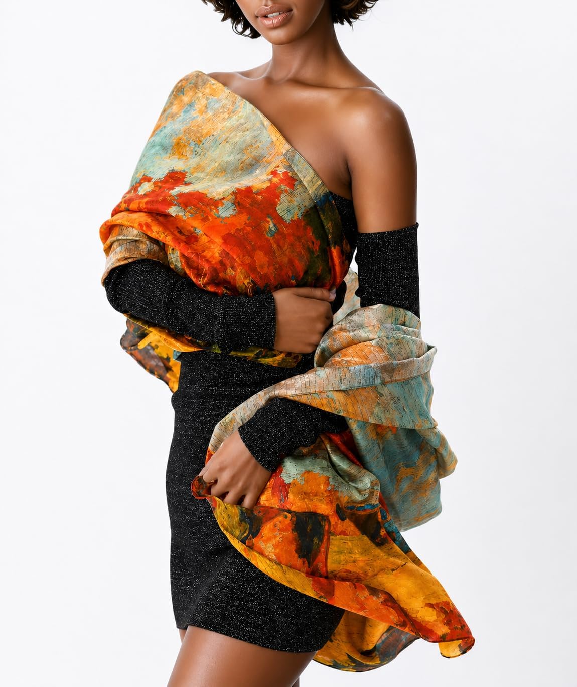 Extra Large Silk Scarf for Women 100% Mulberry Silk Shawl Wrap Oversized Jacquard Floral Scarves with Elegant Gift Box - Image 2