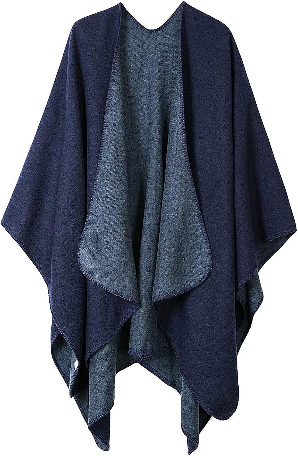 Women's Plaid Sweater Poncho Cape Coat Open Front Blanket Shawls and Wraps