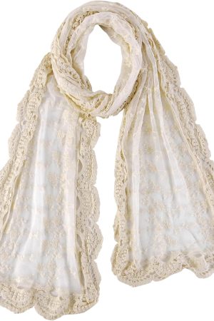 Stylish Scarves for Women Lightweight Fashion Lace Printed Wrap Scarfs Shawl for Dress
