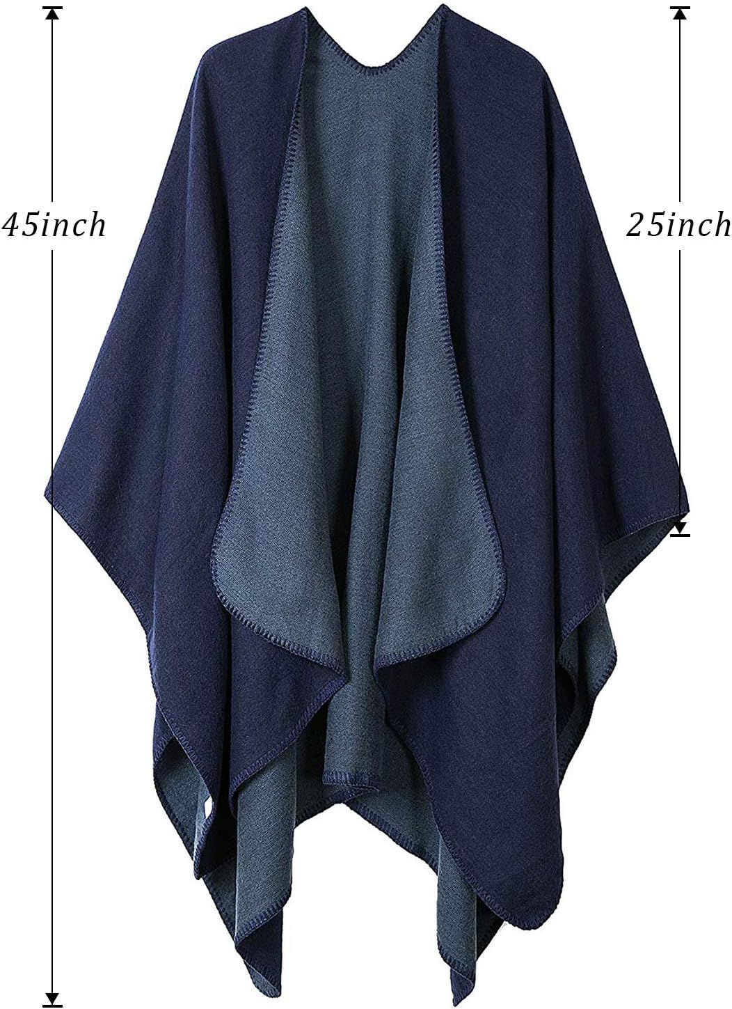 Women's Plaid Sweater Poncho Cape Coat Open Front Blanket Shawls and Wraps - Image 2