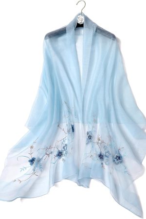 Women Silk & Wool Long and Large Scarf Shawl Wrap For Evening Dress