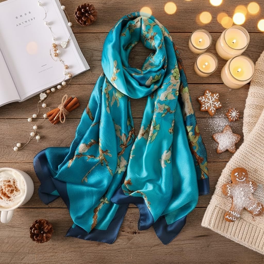 Spring Collection Designer Silk Scarf For Women UK | Lightweight Neck Scarves | Shawl Wraps | Gift for Women - Image 2