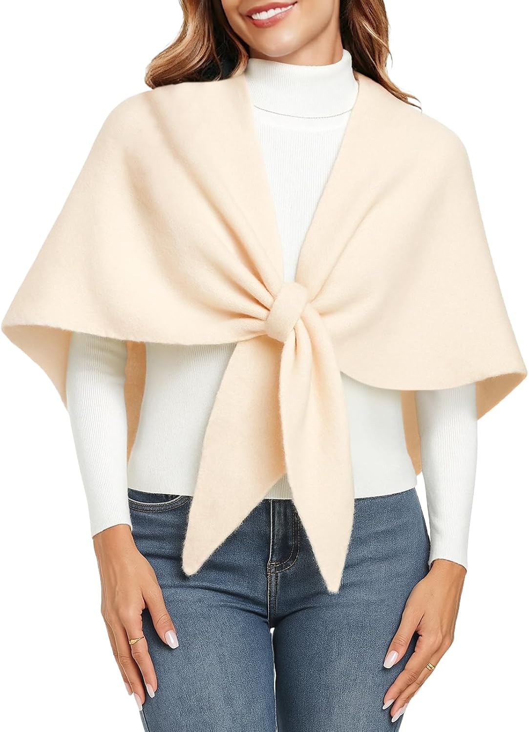 Pashmina Shawl for Women Soft Warm Cashmere Wool Blend Knit Wrap for Home Office Travel (White, 67 x 27 inches / 170 x 70 cm)