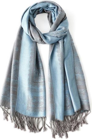 Two Tone Silky Paisley Pashmina Shawl Scarf,Soft Women's Rave Jacquard Pashminas Wrap Scarves