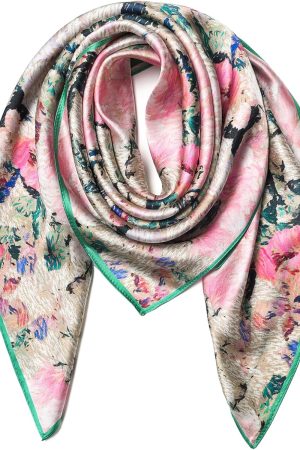 SHIROUYU 100% Pure Mulberry Silk Scarf 35" Large Square Lightweight Headscarf –Women’s Hair Wraps The shawl-With Gift Packed