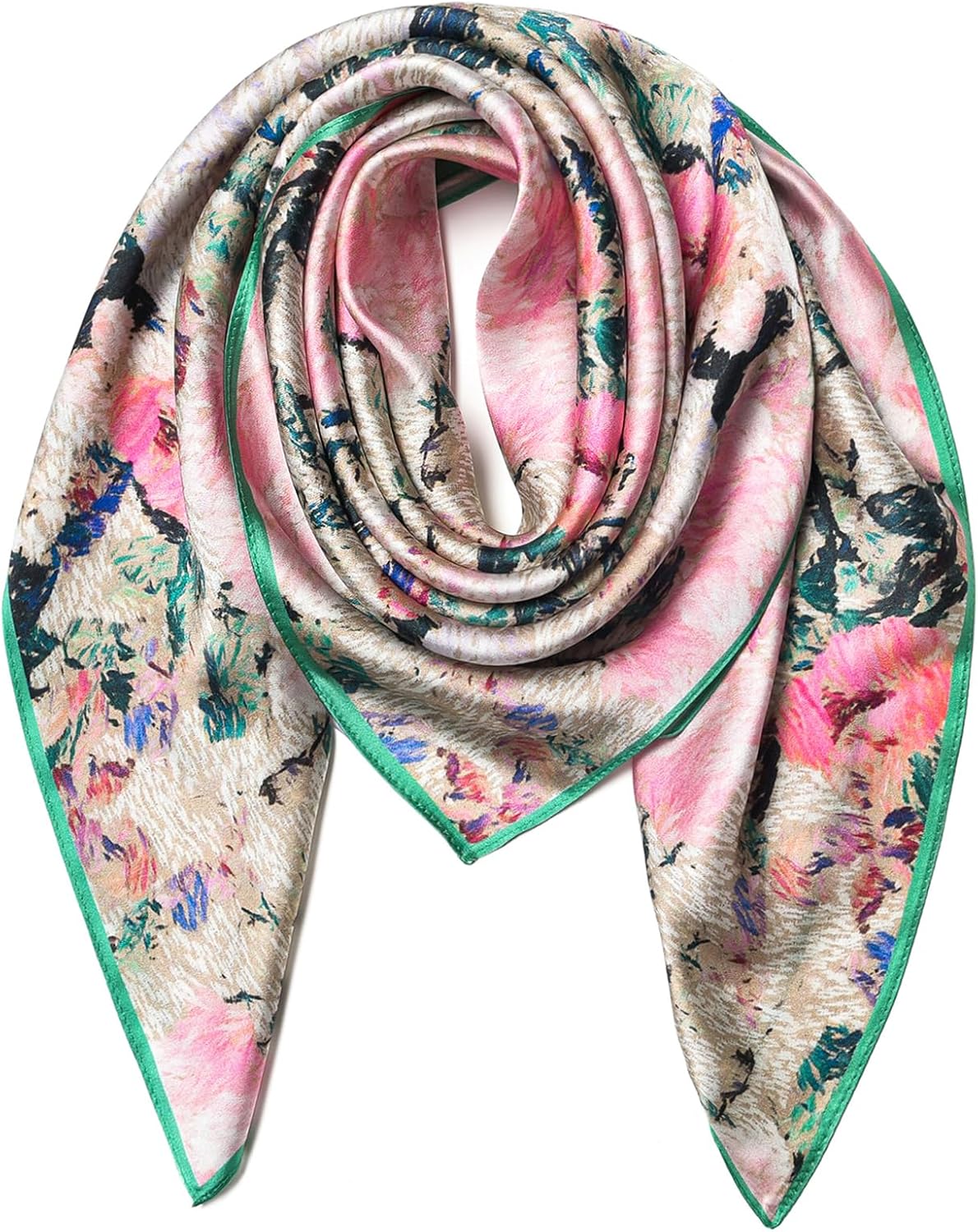 SHIROUYU 100% Pure Mulberry Silk Scarf 35" Large Square Lightweight Headscarf –Women’s Hair Wraps The shawl-With Gift Packed