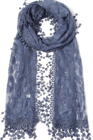 Lightweight Soft Leaf Lace Fringes Scarf Bridal Veils shawl for Women